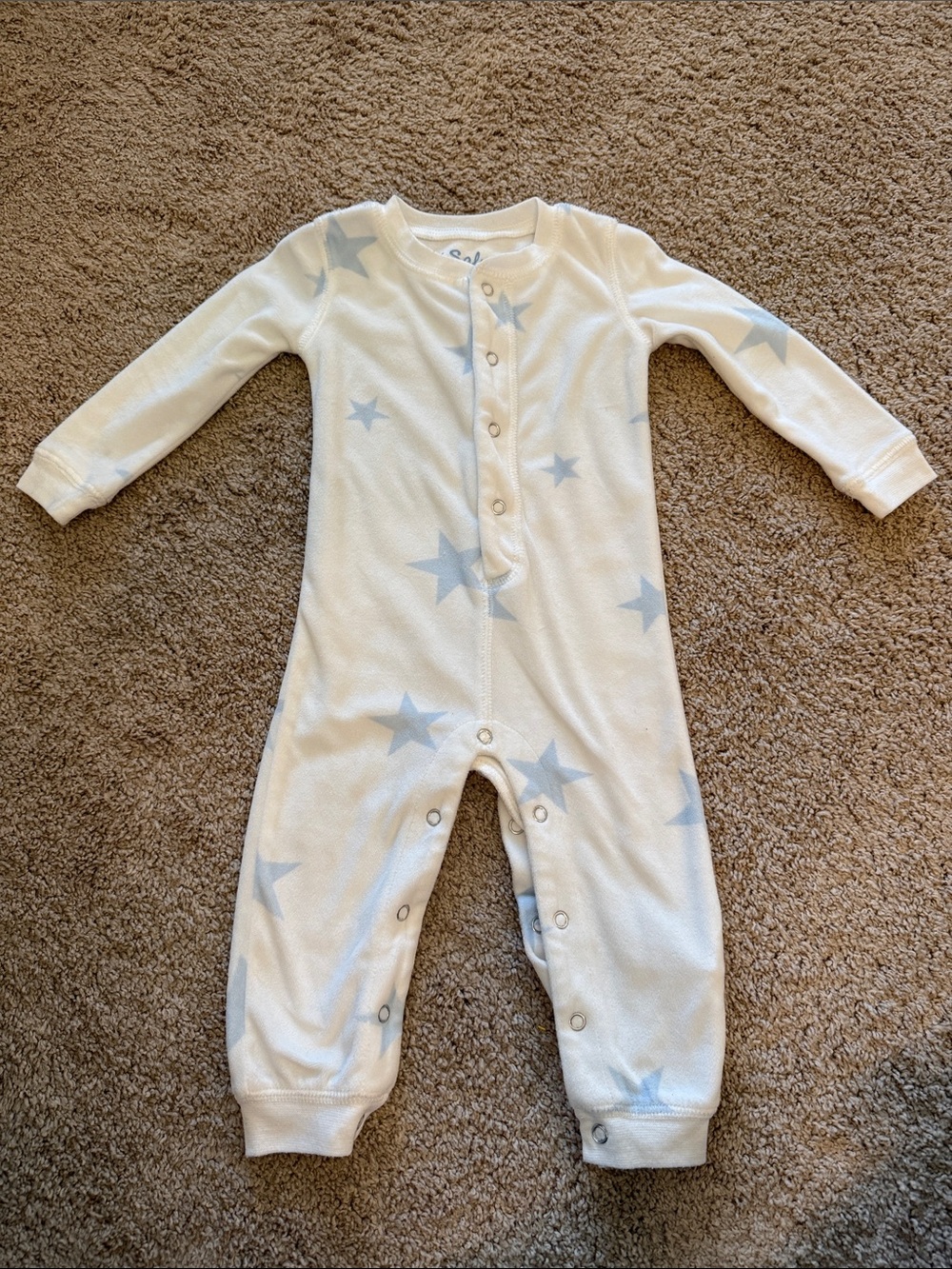 P.J. Salvage Baby White One-Piece with Light Blue Stars